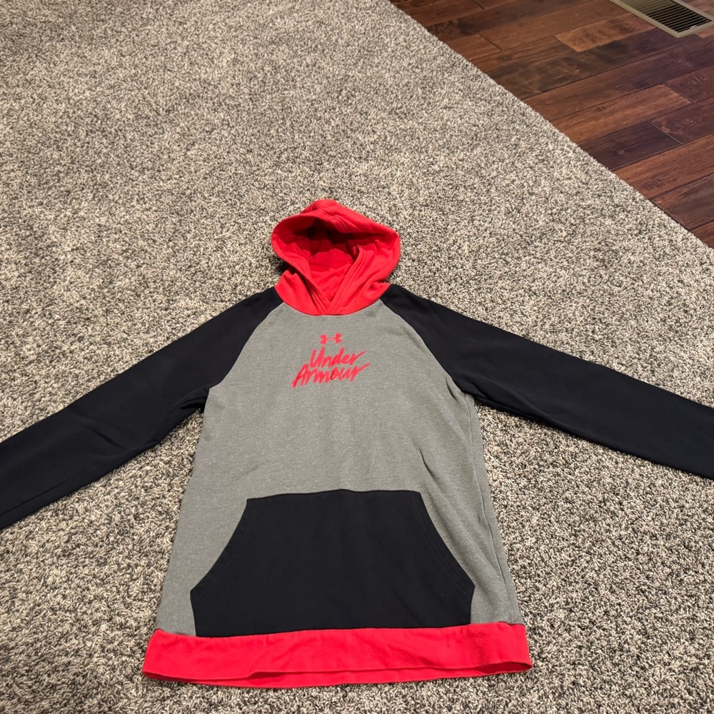 Under Armour Red and Gray Hoodie